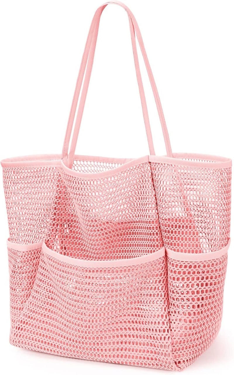 KPX Beach Bag with Mini Pocket, Beach Tote Bags for Women Large Foldable Mesh Swimming Pool Travel Bags - Sandproof - Image 1
